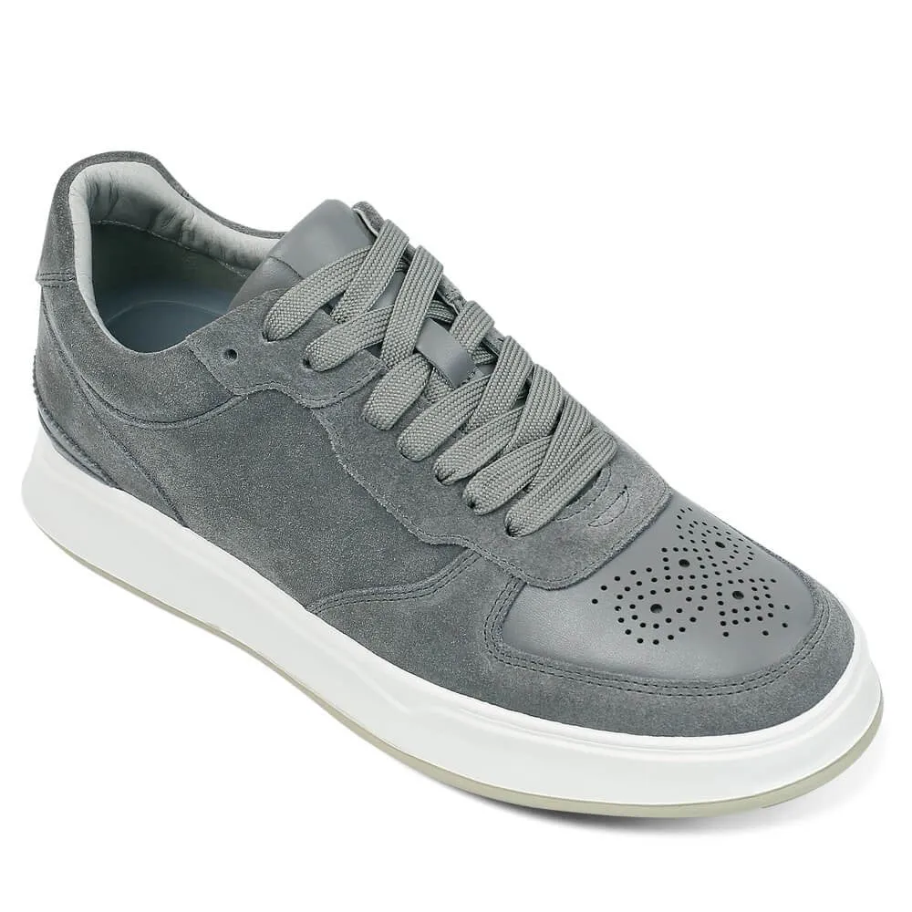 6 CM/2.36 Inches CMR CHAMARIPA Men's Casual Elevator Shoes - Height Increasing Gray Suede Leather Shoes