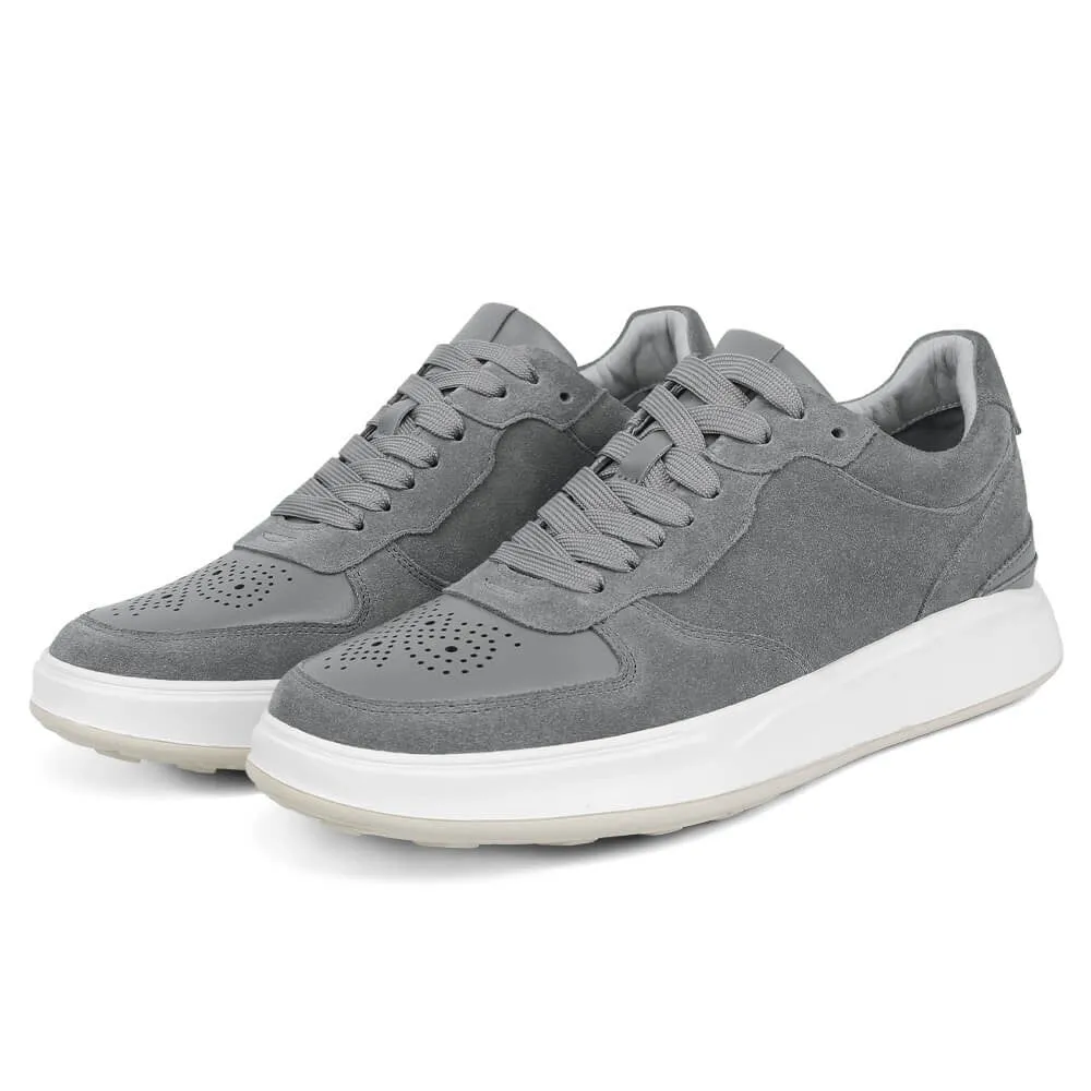 6 CM/2.36 Inches CMR CHAMARIPA Men's Casual Elevator Shoes - Height Increasing Gray Suede Leather Shoes