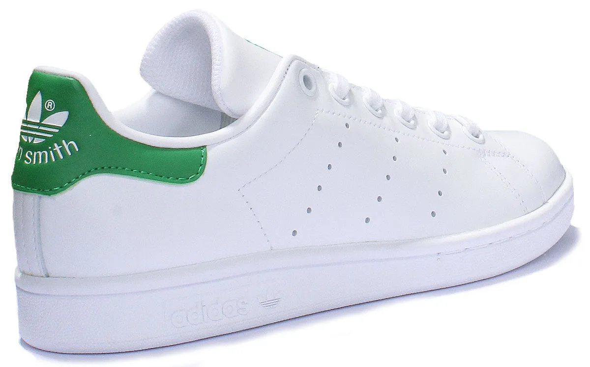 Adidas Stan Smith J Lace Up Leather Trainers In White Green For Youth