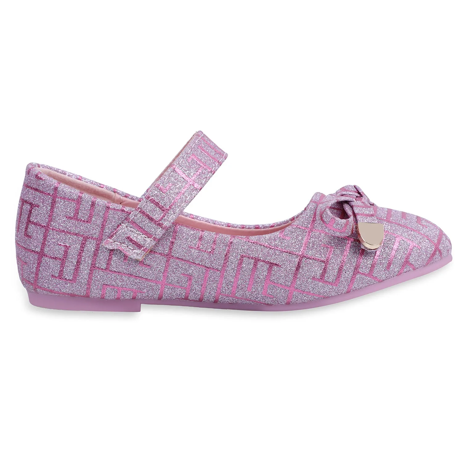 Baby Moo x Bash Kids Embellished Shimmer With Bow Mary Jane Ballerinas - Pink