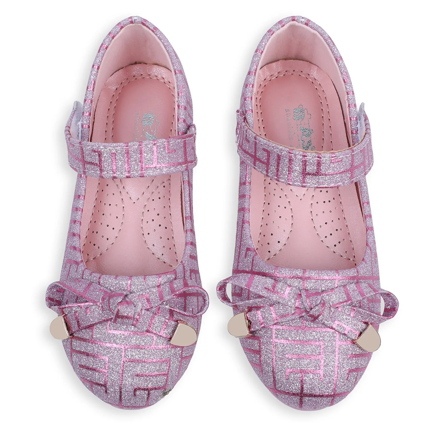 Baby Moo x Bash Kids Embellished Shimmer With Bow Mary Jane Ballerinas - Pink