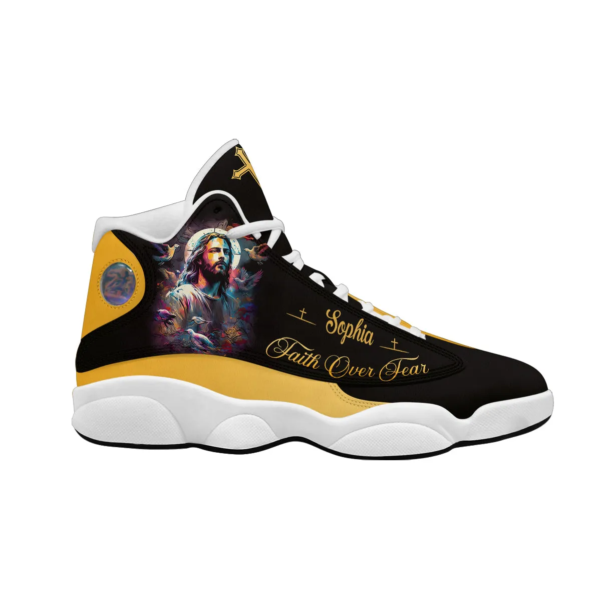 Customized Jesus Portrait Colorful Shoes - Walk By Faith Jesus Christian Personalized Shoes