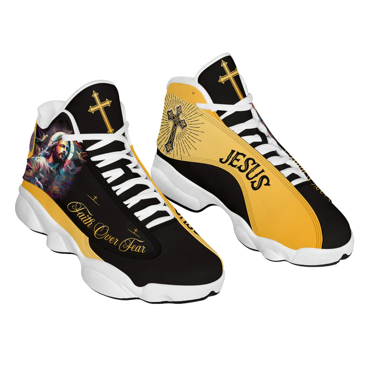 Customized Jesus Portrait Colorful Shoes - Walk By Faith Jesus Christian Personalized Shoes