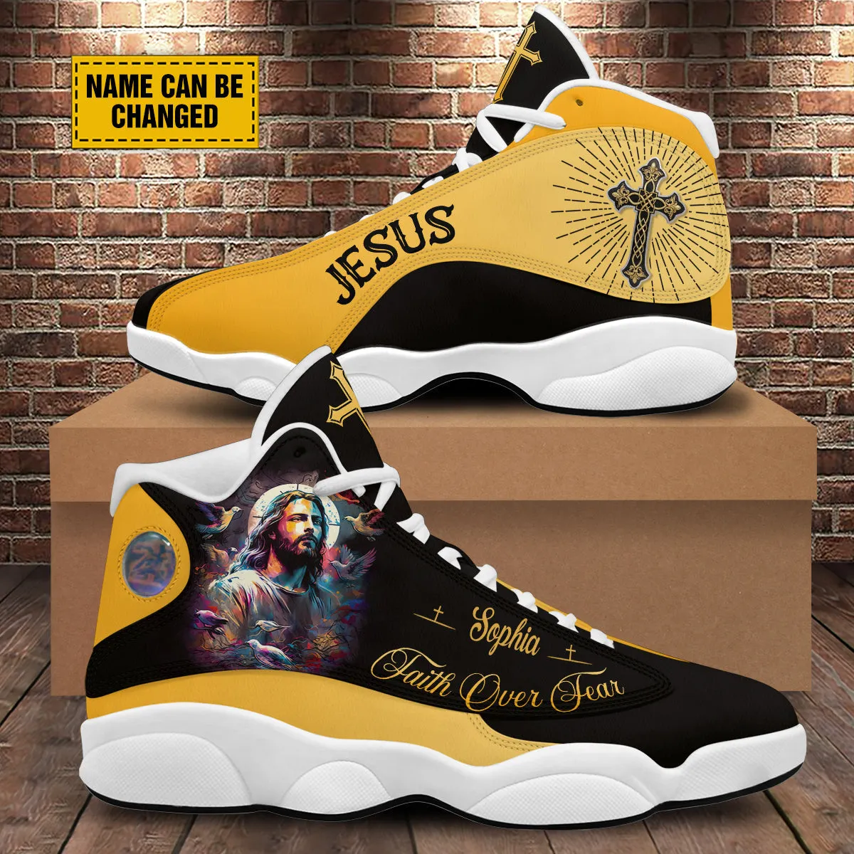 Customized Jesus Portrait Colorful Shoes - Walk By Faith Jesus Christian Personalized Shoes