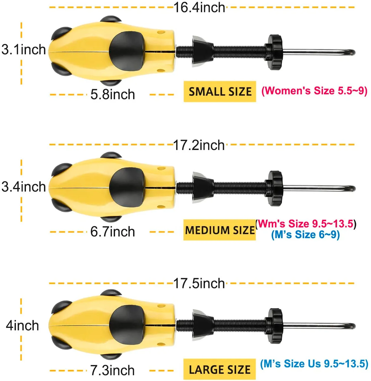 Eachway Shoe Stretcher Shoe Trees,Adjustable Length & Width for Men and Women (Color  Yellow)