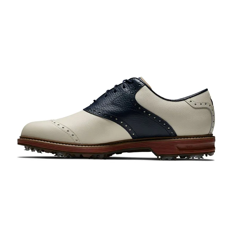 FOOTJOY Premiere Wilcox Lace Men's Spiked Shoes (Cream/Navy)