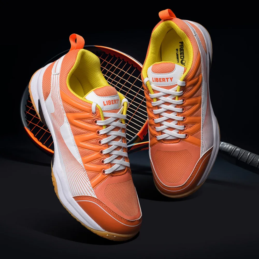 FREEDOM Sports Orange Badminton Shoes For Men GRIPPER-01 By Liberty