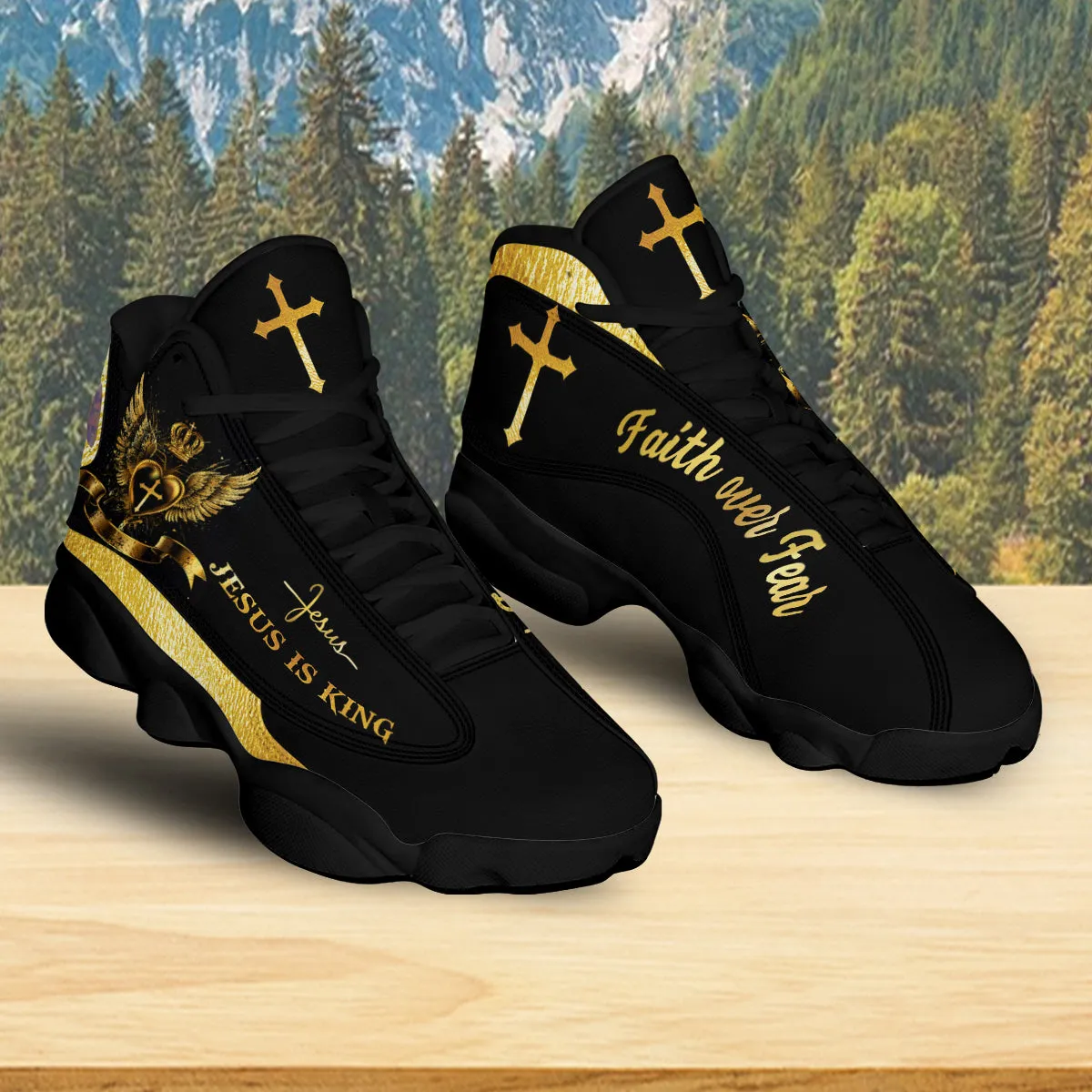 Jesus Christ J13 Shoes - Jesus Is The King Shoes - Jesus Cross Art Shoes