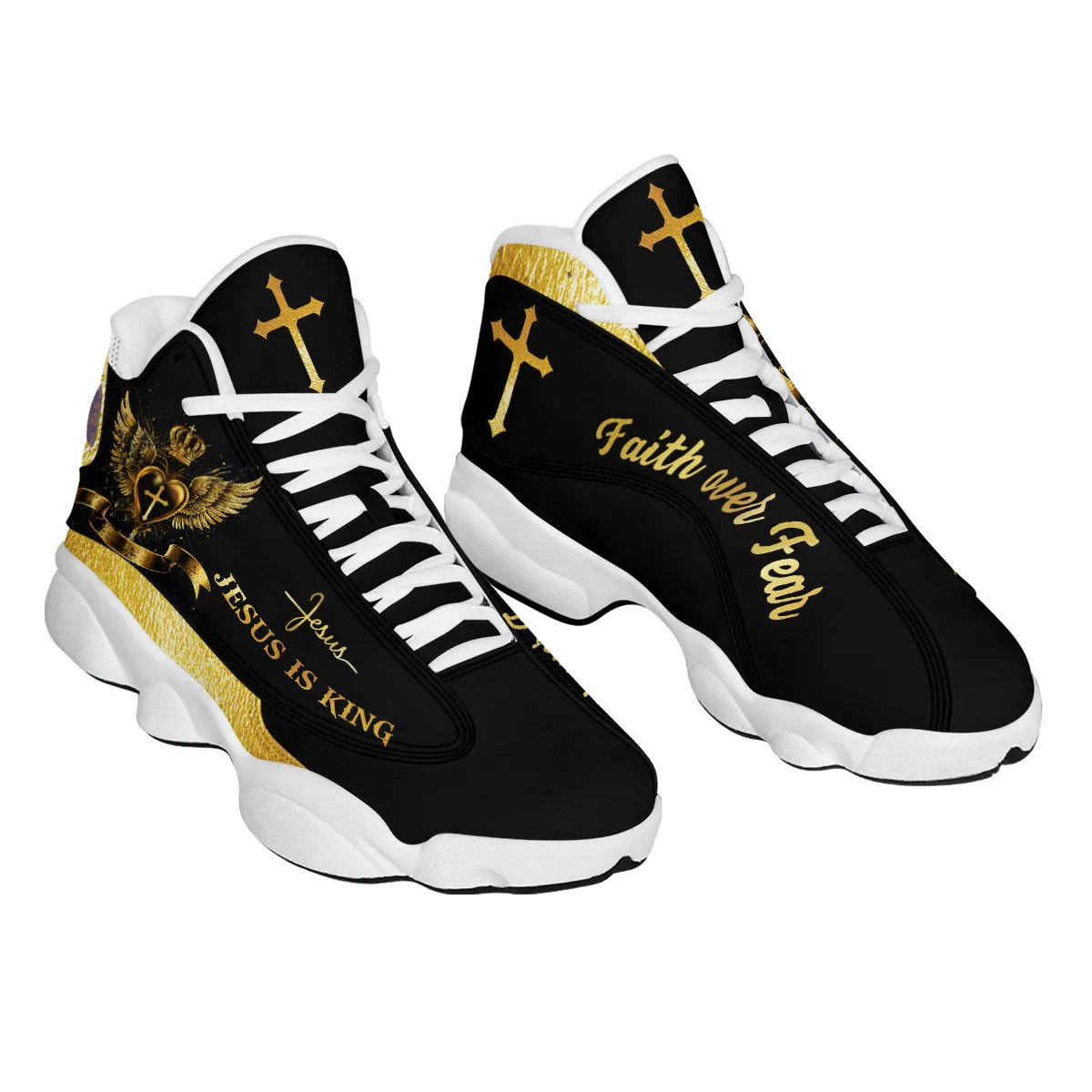 Jesus Christ J13 Shoes - Jesus Is The King Shoes - Jesus Cross Art Shoes