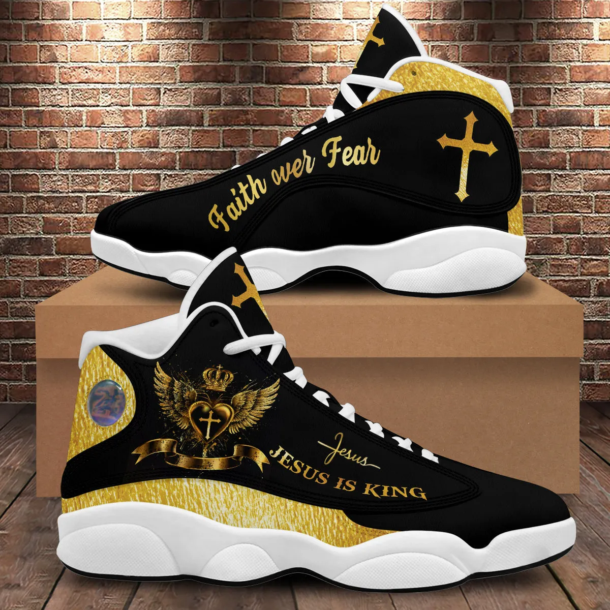 Jesus Christ J13 Shoes - Jesus Is The King Shoes - Jesus Cross Art Shoes