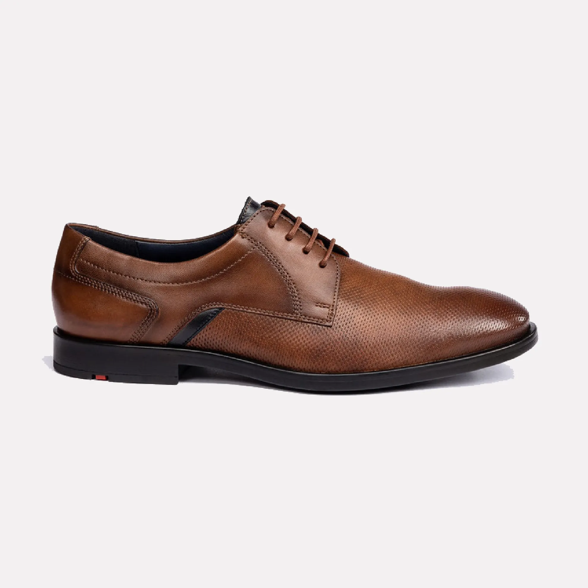 LLOYD LANCE Lace-up Smooth and Embossed Leather Derby Shoe / Brown