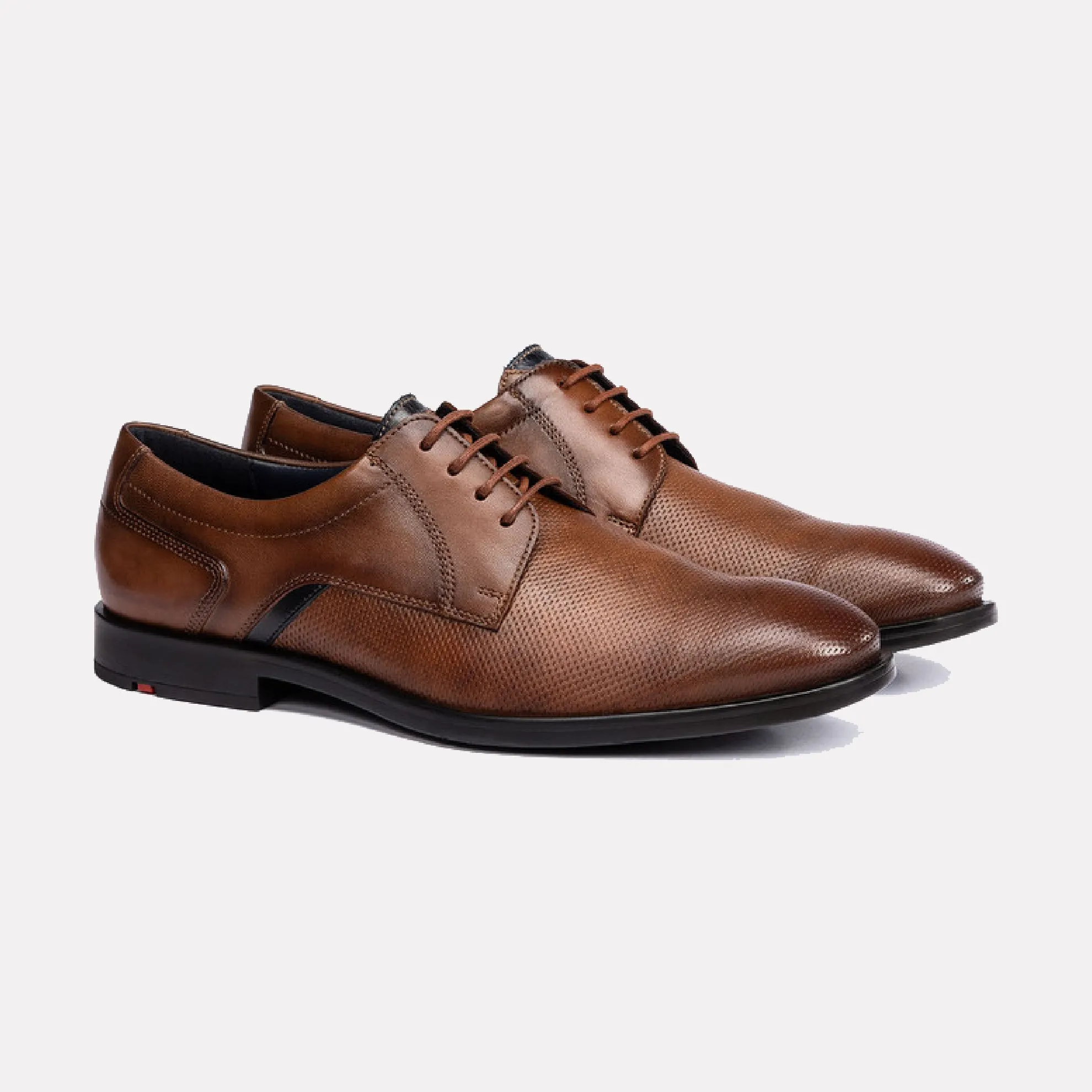 LLOYD LANCE Lace-up Smooth and Embossed Leather Derby Shoe / Brown