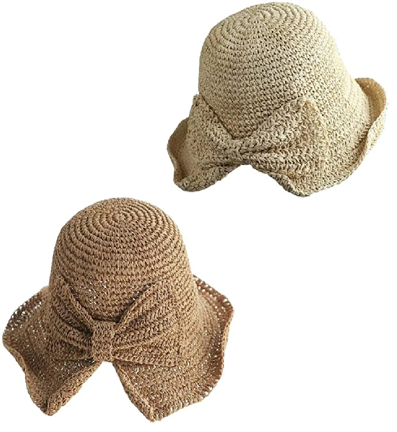 MarJunSep Pack Of 2 Flexible Straw Foldable Hats