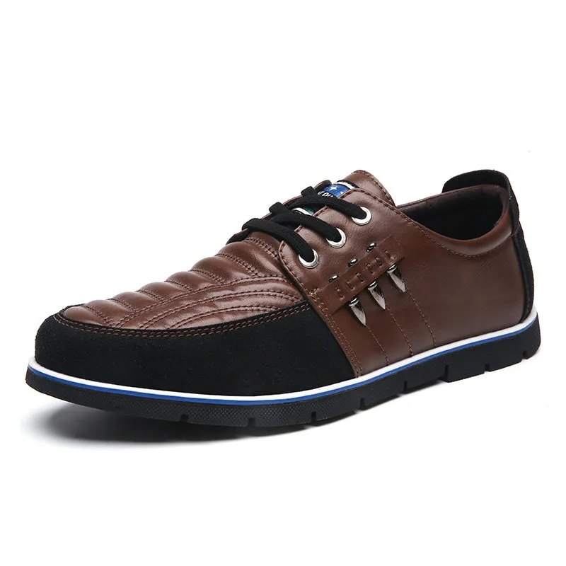 Men Casual Shoes Luxury Driving Flats Sneakers Shoes for Male Fashion Black Brown Leather Lace-up Business Work Office Dress