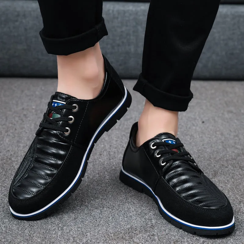 Men Casual Shoes Luxury Driving Flats Sneakers Shoes for Male Fashion Black Brown Leather Lace-up Business Work Office Dress