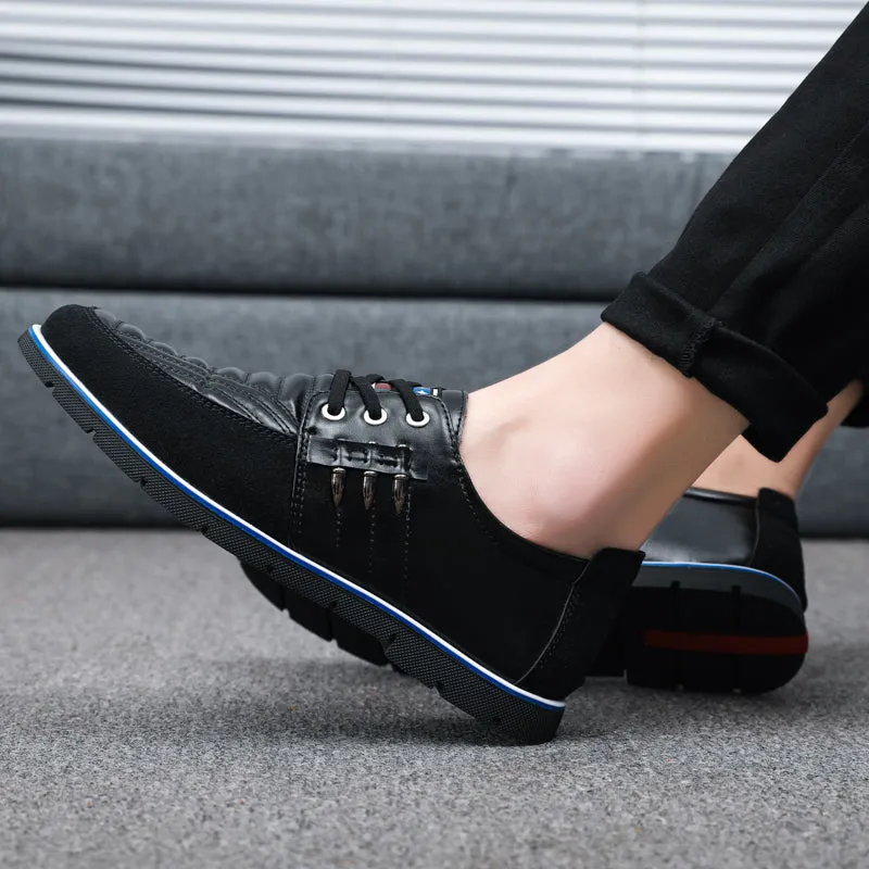 Men Casual Shoes Luxury Driving Flats Sneakers Shoes for Male Fashion Black Brown Leather Lace-up Business Work Office Dress