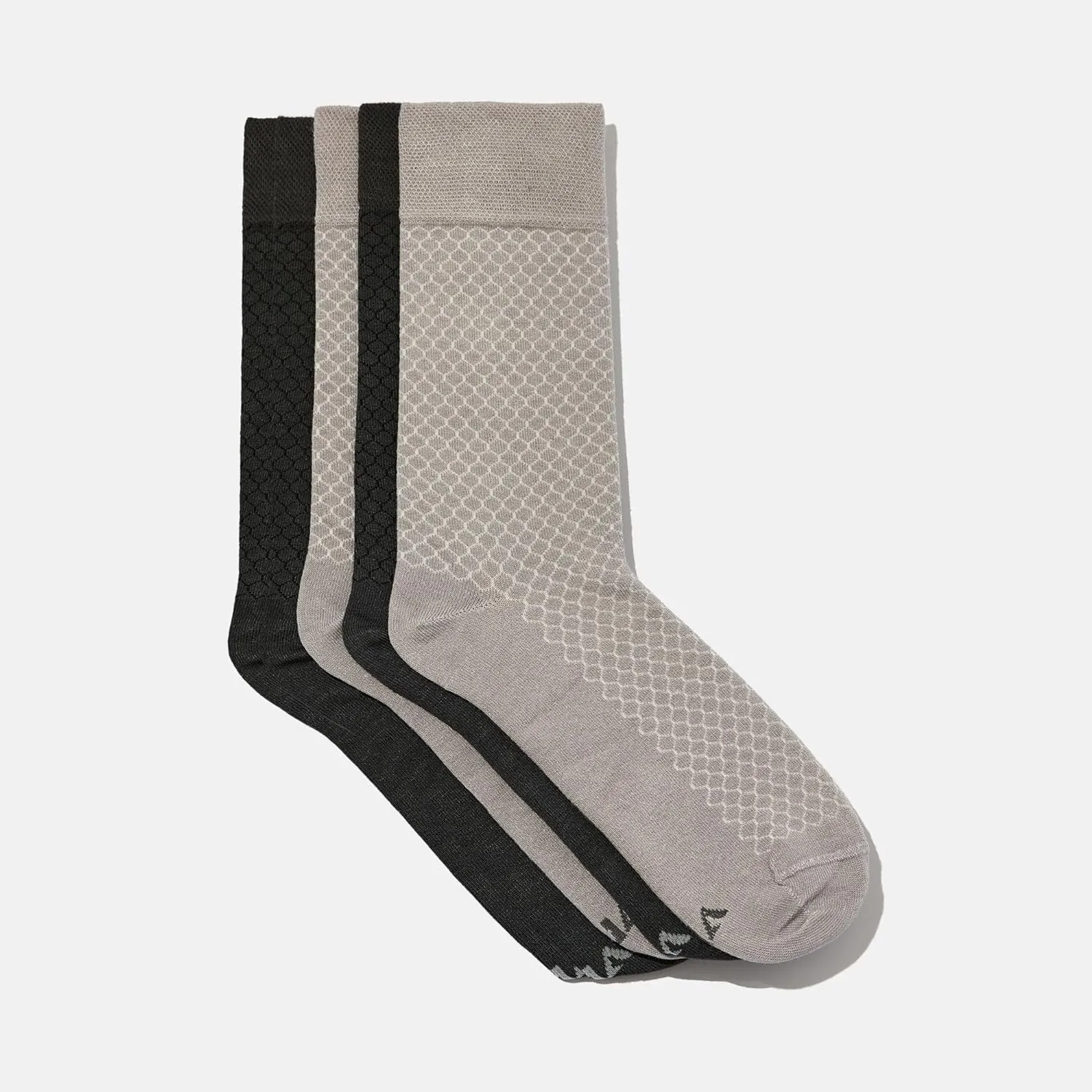 Men's Bamboo Dress Socks • Assorted Honeycomb Pack of 5 Pairs • Grey Mix-2