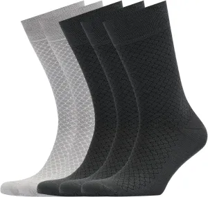 Men's Bamboo Dress Socks • Assorted Honeycomb Pack of 5 Pairs • Grey Mix-2