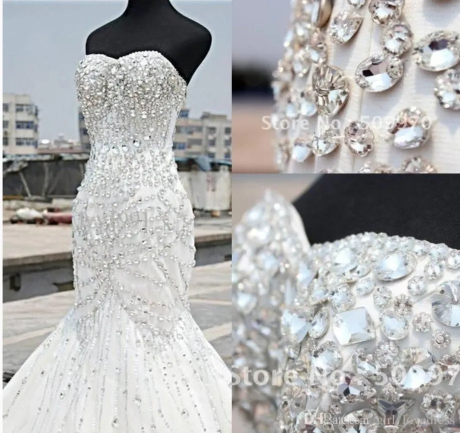 Mermaid Wedding Dress With Sparkling  crystals at Bling Brides Bouquet online Bridal Store