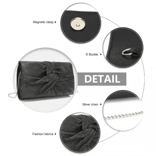 Miss Lulu Women's Pleated Bow Evening Bag Clutch Handbag - Black | Elegant and Versatile