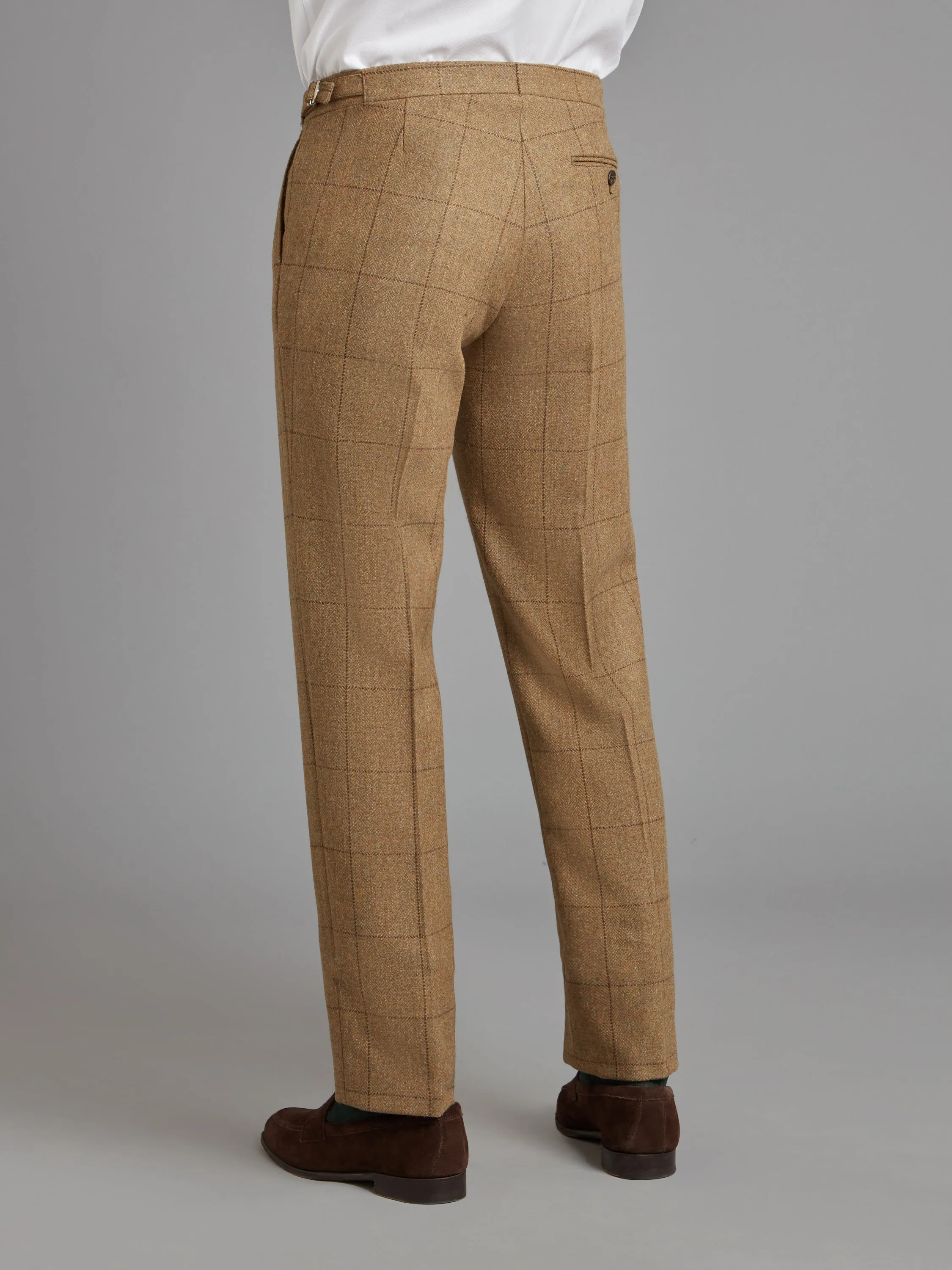 Pleated Pants - Moss Windowpane Tweed