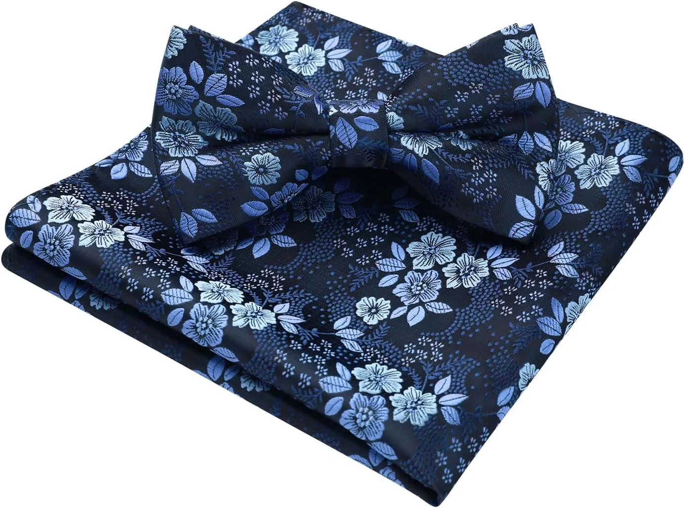 Professional Title: "Men's Pre-Tied Paisley Bow Tie and Pocket Square Set for Wedding Party"