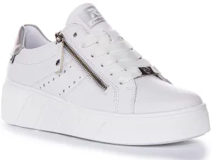 Rieker W0505-80 Trainer In White Silver For Women