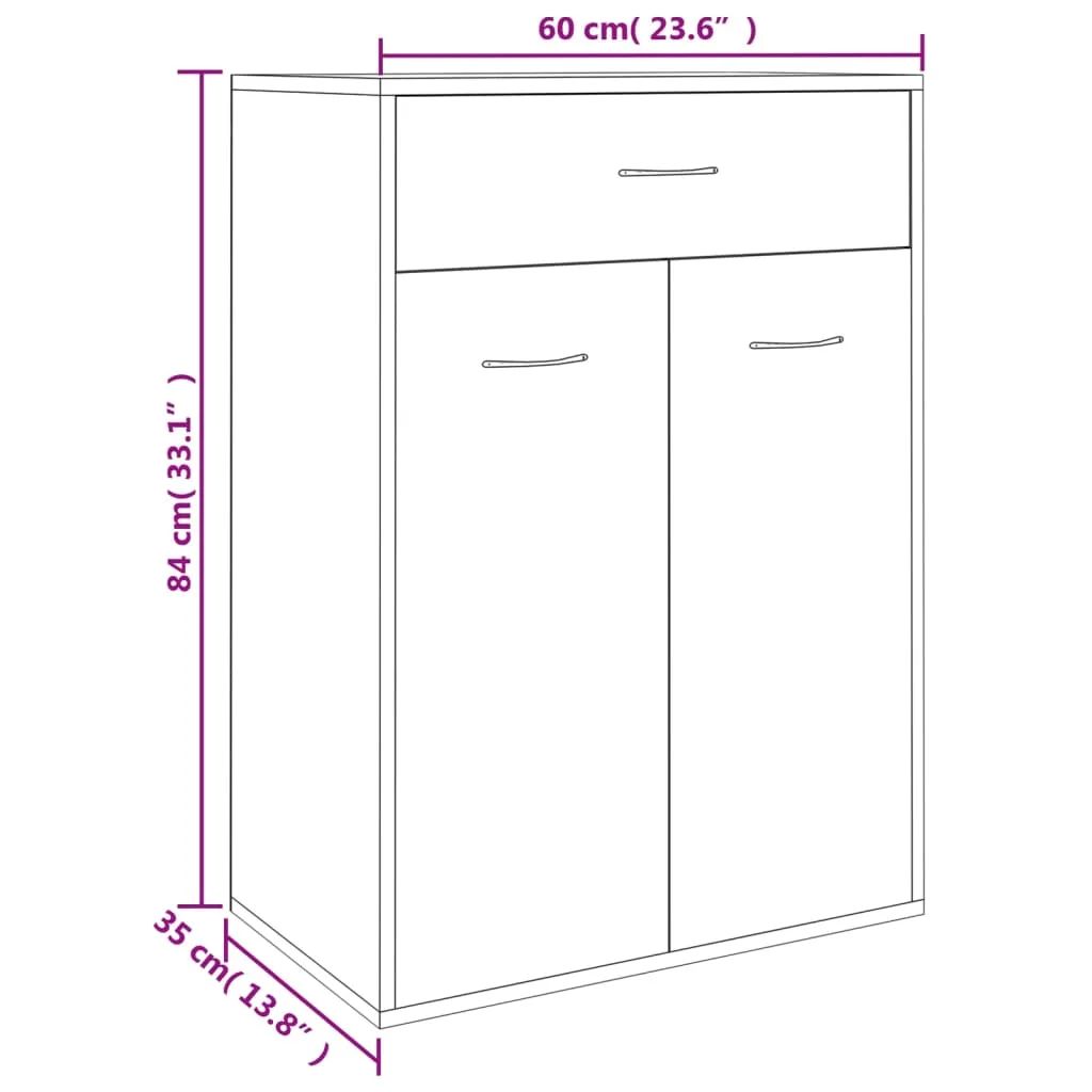 Shoe Cabinet Concrete Grey 60x35x84 cm Engineered Wood