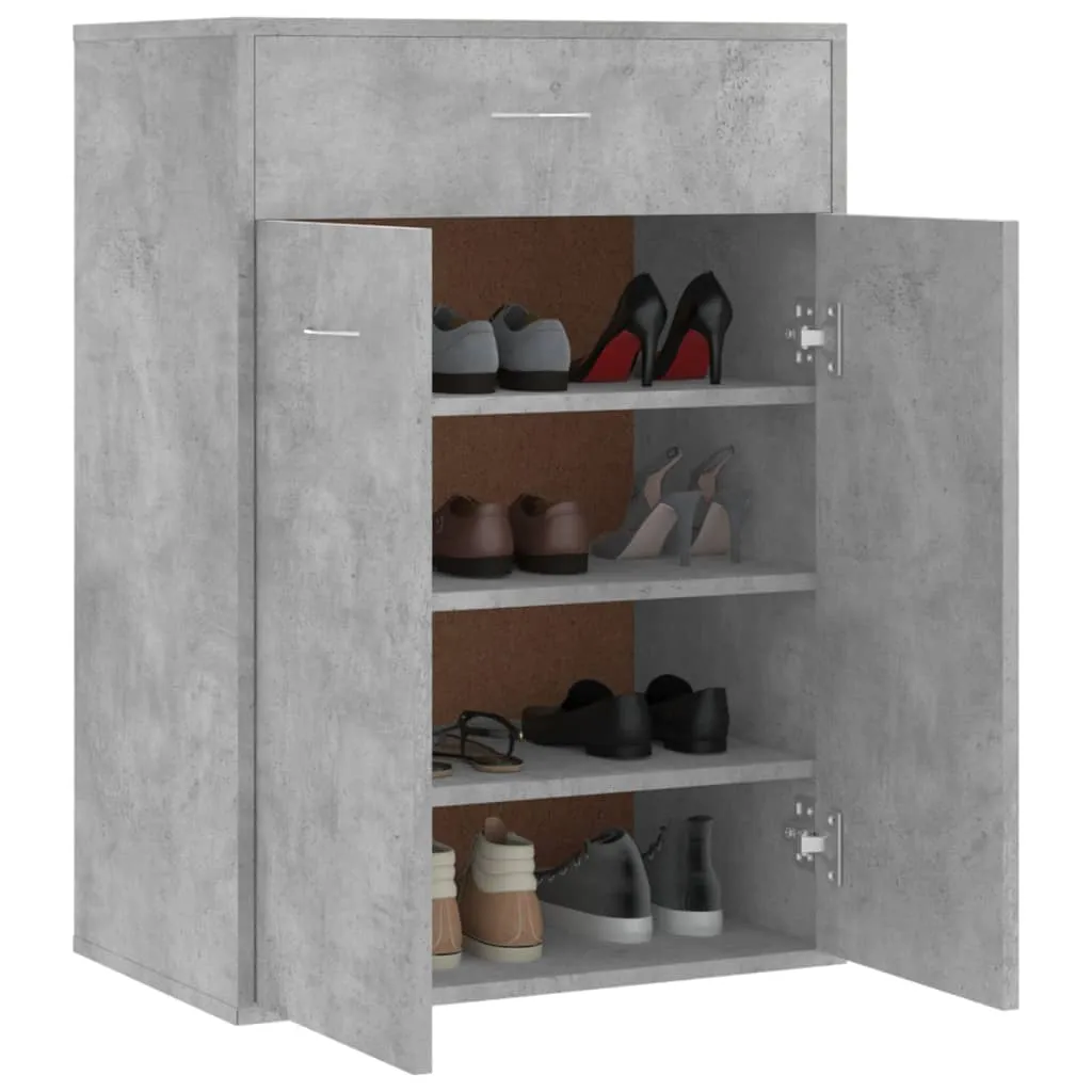 Shoe Cabinet Concrete Grey 60x35x84 cm Engineered Wood