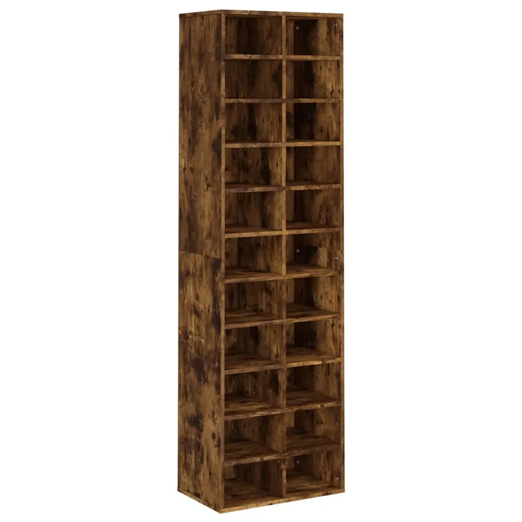 Shoe Cabinet Smoked Oak 54x34x183 cm Engineered Wood