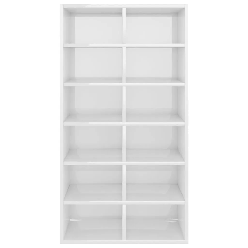 Shoe Rack High Gloss White 54x34x100.5 cm Chipboard