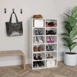 Shoe Rack High Gloss White 54x34x100.5 cm Chipboard