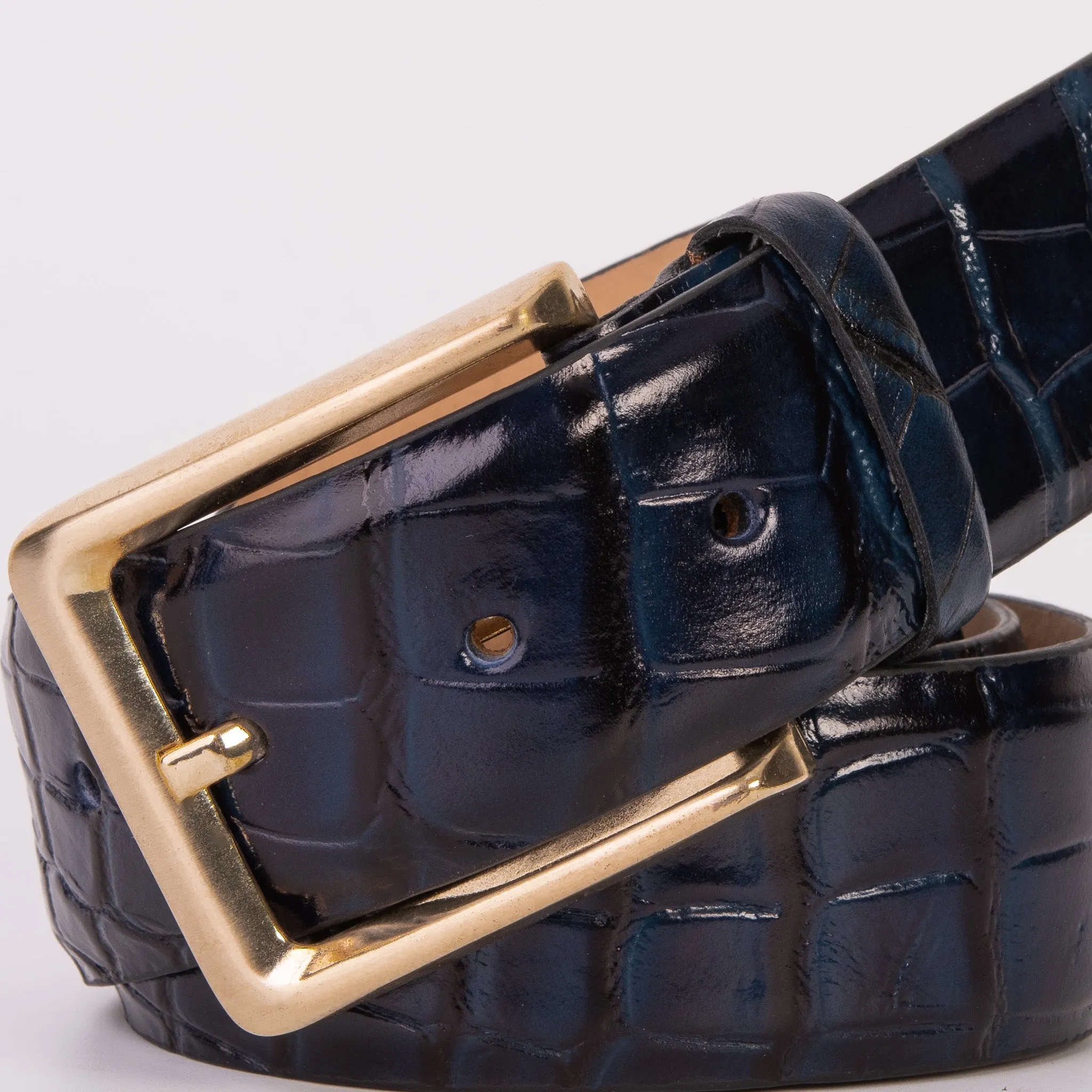 The Strat Navy Blue Leather Belt