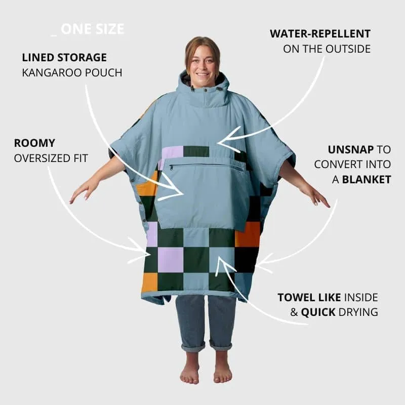 VOITED Trooper Outdoor Premium Poncho-Blanket - Ocean Navy / Cameo Green