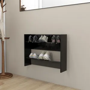 Wall Shoe Cabinet Black 80x18x60 cm Chipboard