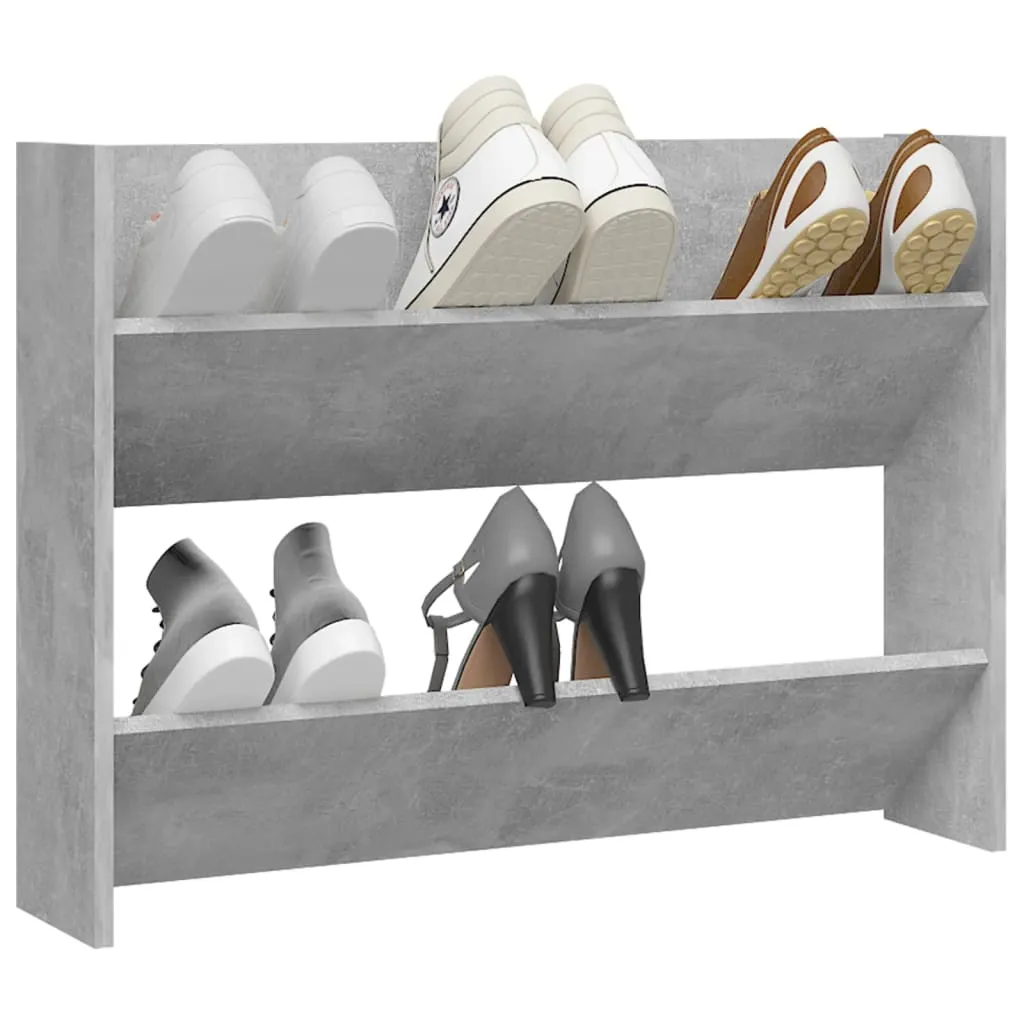 Wall Shoe Cabinet Concrete Grey 80x18x60 cm Chipboard