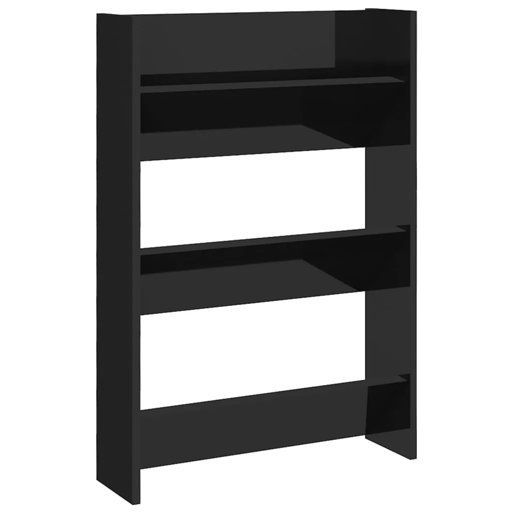 Wall Shoe Cabinet High Gloss Black 60x18x90 cm Chipboard