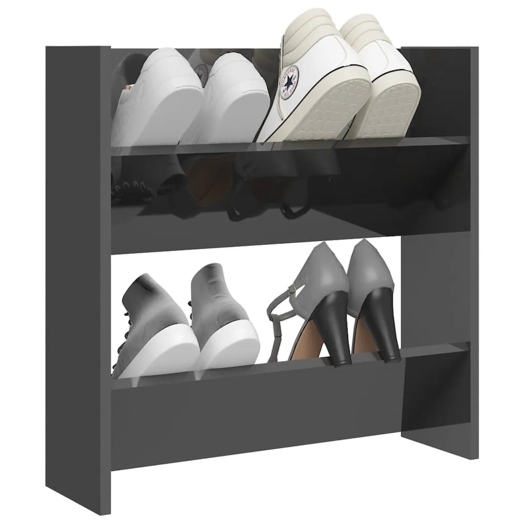 Wall Shoe Cabinet High Gloss Grey 60x18x60 cm Chipboard