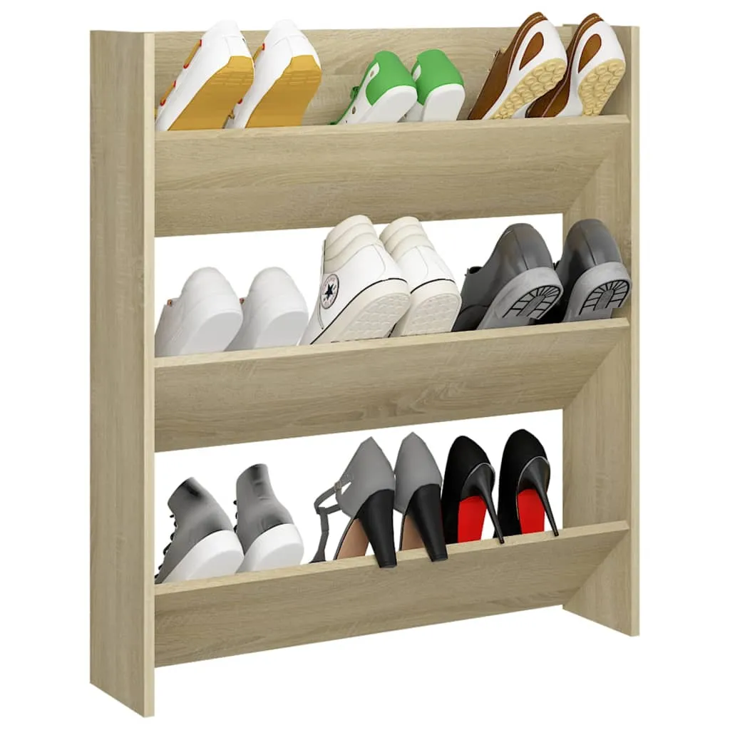 Wall Shoe Cabinet Sonoma Oak 80x18x90 cm Engineered Wood