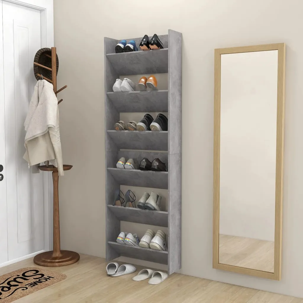 Wall Shoe Cabinets 2 pcs Concrete Grey 60x18x90 cm Chipboard