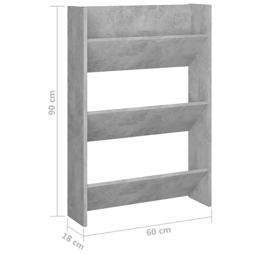 Wall Shoe Cabinets 2 pcs  Concrete Grey 60x18x90 cm Engineered Wood