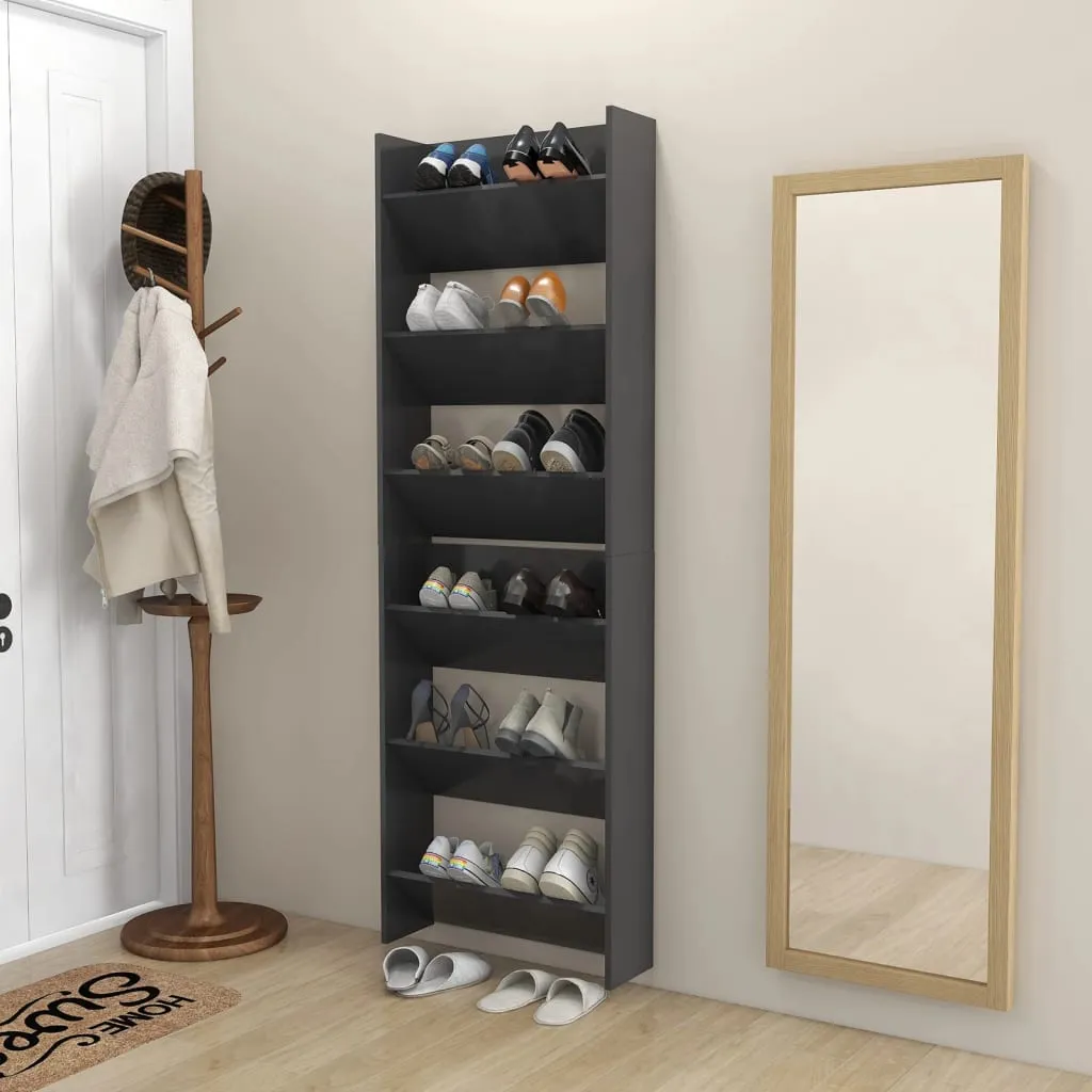 Wall Shoe Cabinets 2 pcs  Grey 60x18x90 cm Chipboard