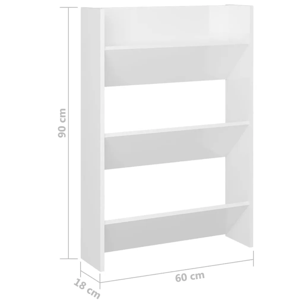 Wall Shoe Cabinets 2 pcs High Gloss White 60x18x90cm Chipboard