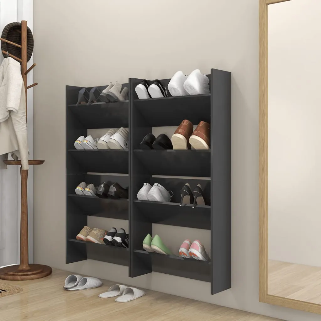 Wall Shoe Cabinets 4 pcs Grey 60x18x60 cm Chipboard