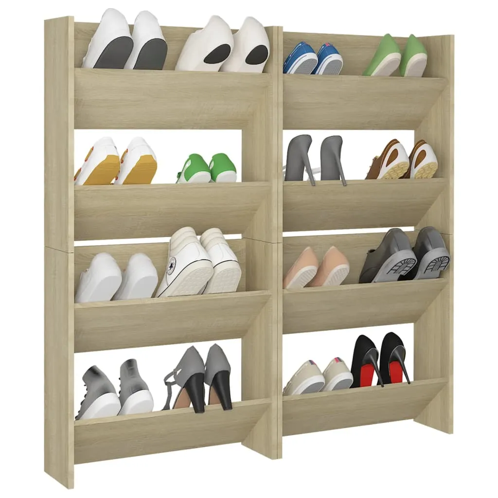 Wall Shoe Cabinets 4 pcs Sonoma Oak 60x18x60 cmChipboard