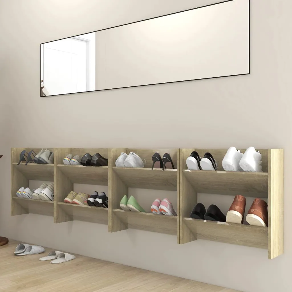 Wall Shoe Cabinets 4 pcs Sonoma Oak 60x18x60 cmChipboard