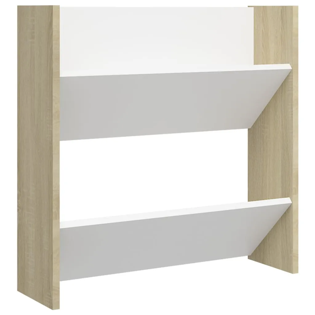 Wall Shoe Cabinets 4 pcs White&Sonoma Oak 60x18x60 cm Chipboard