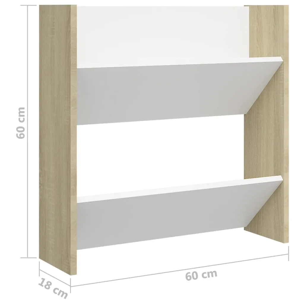 Wall Shoe Cabinets 4 pcs White&Sonoma Oak 60x18x60 cm Chipboard